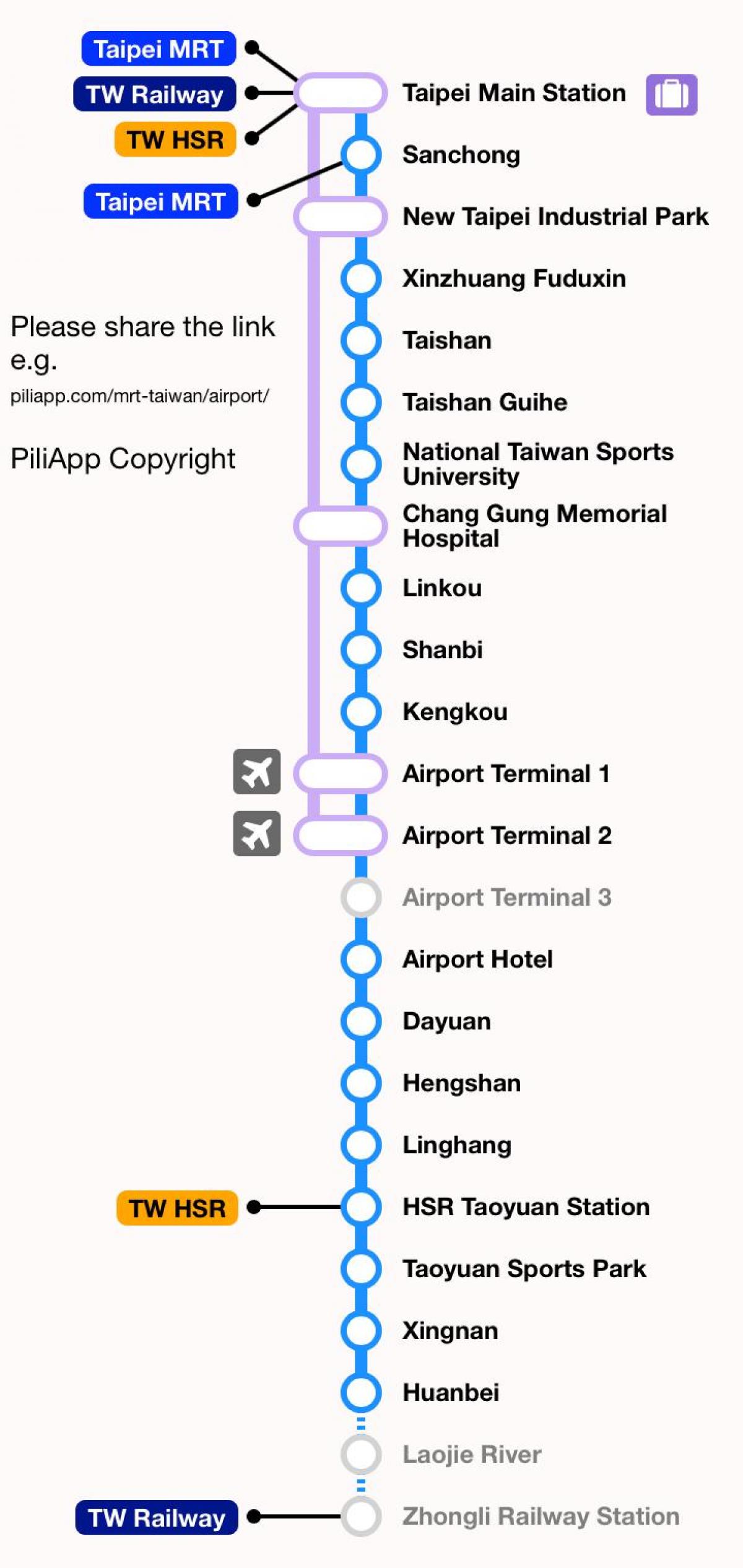 Taipei mrt χάρτης αεροδρόμιο taoyuan