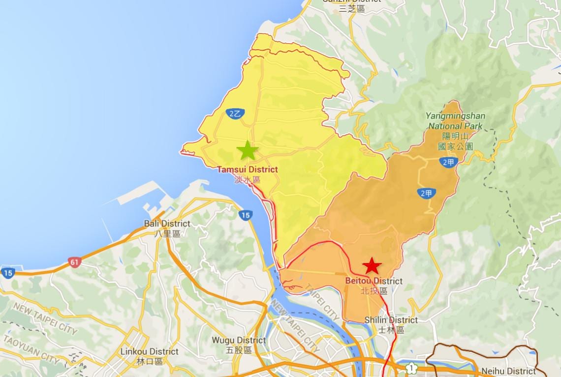 χάρτης της tamsui