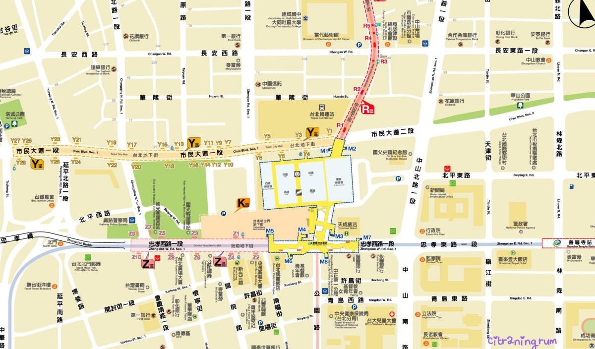 χάρτης της Ταϊπέι, υπόγειο εμπορικό κέντρο
