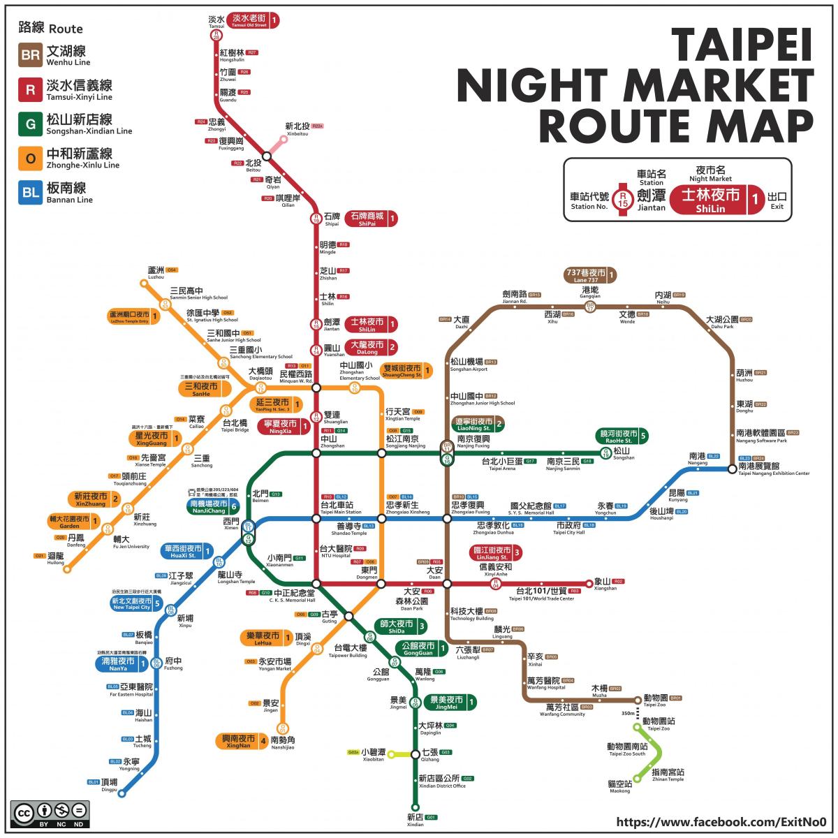 χάρτης της Ταϊπέι βράδυ αγορές