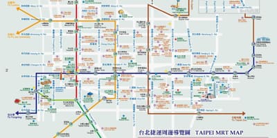 Taipei metro χάρτης με αξιοθέατα